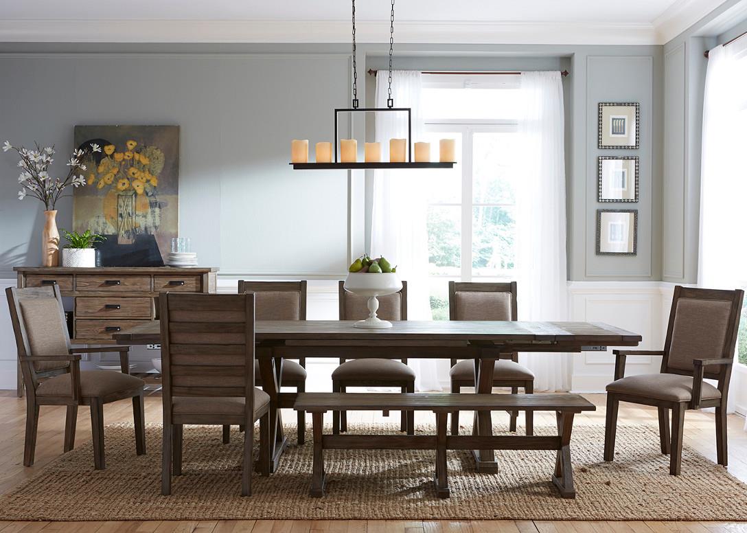 Kincaid Furniture Foundry Eight Piece Rustic Dining Set with Bench